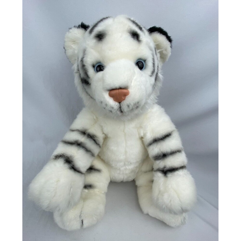Build A Bear White Tiger Plush Tongue Out Blue‎ Eyes Stuffed Animal